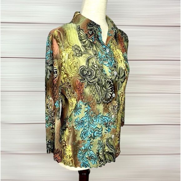 See By Chloe Cotton Blouse To Button Shirt 3/4 Sleeve Scalloped Collar 40 US 8 - Picture 1 of 13